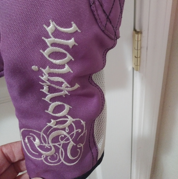 Women's purple & white Scorpion Eco motorcycle jacket w/protect padding. Size L - Picture 3 of 5
